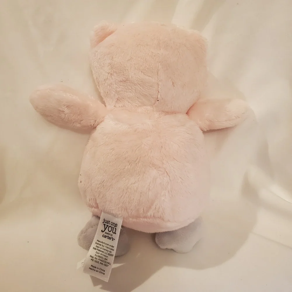 Carters Just One You Pink Rattle Plush Owl Baby Stuffed Animal
